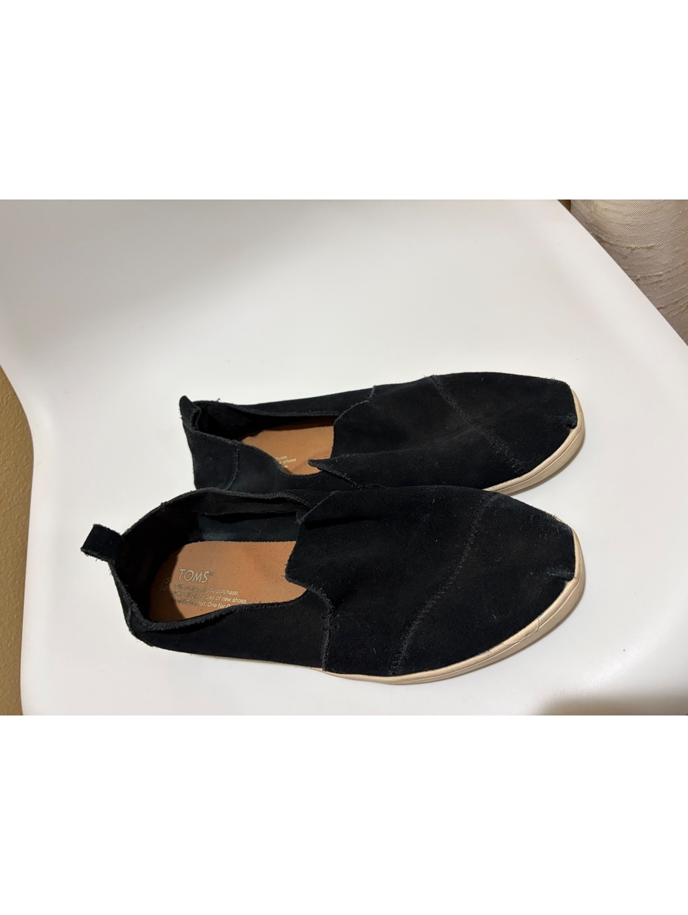 Black TOMS Deconstructed Alpargata slip-on shoes suede upper flexible sole Sz 9